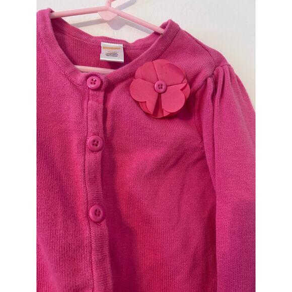 Gymboree Girls Pink Cardigan Sweater Size M 7/8 Flower Detail - Picture 4 of 6
